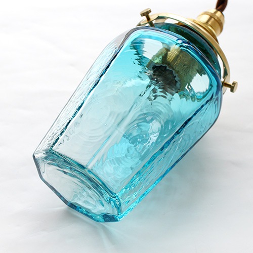 安土草多　ペンダントライト　八角瓶 青 安土草多｜ペンダントライト [E17] 八角瓶 青透き被せ | 趣佳