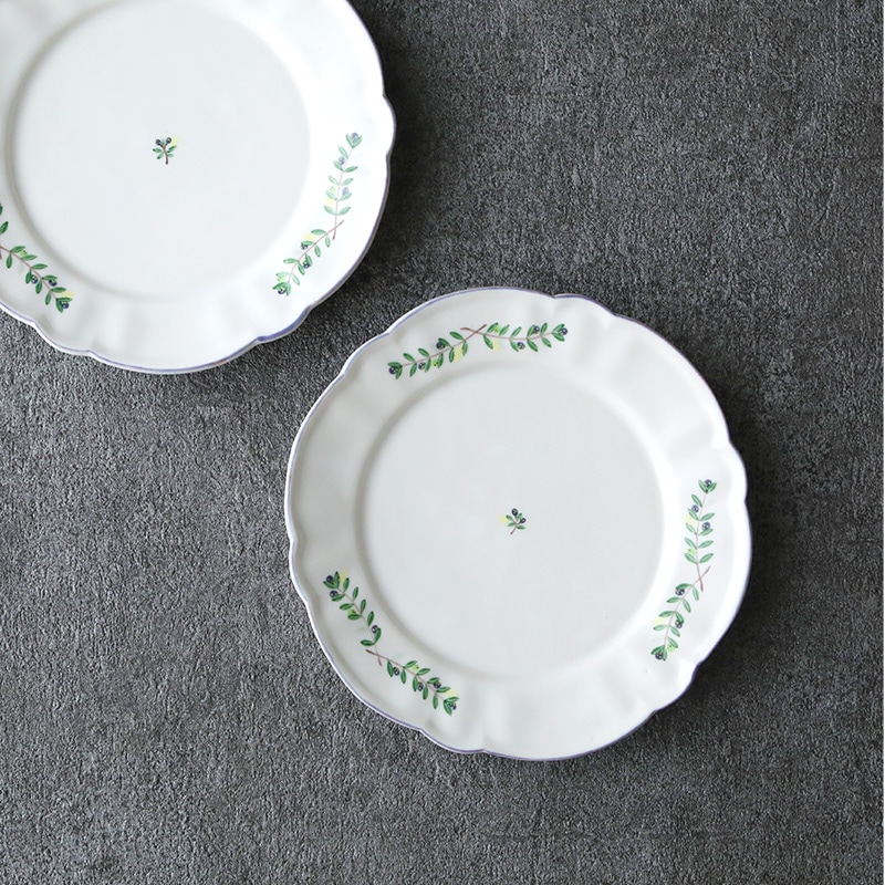 阿部慎太朗｜花形リム皿B 5寸 オリーブ | 趣佳[syuca.jp] オンライン