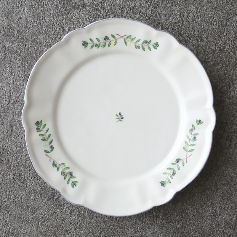 阿部慎太朗｜花形リム皿B 5寸 オリーブ | 趣佳[syuca.jp] オンライン