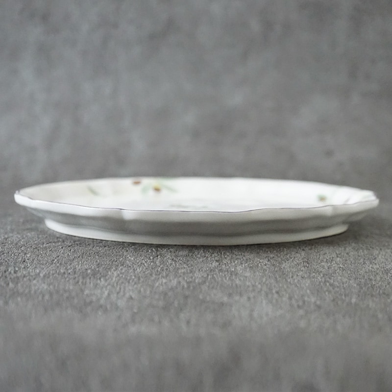 阿部慎太朗｜花形細リム皿7寸 オリーブ/チェック | 趣佳[syuca.jp