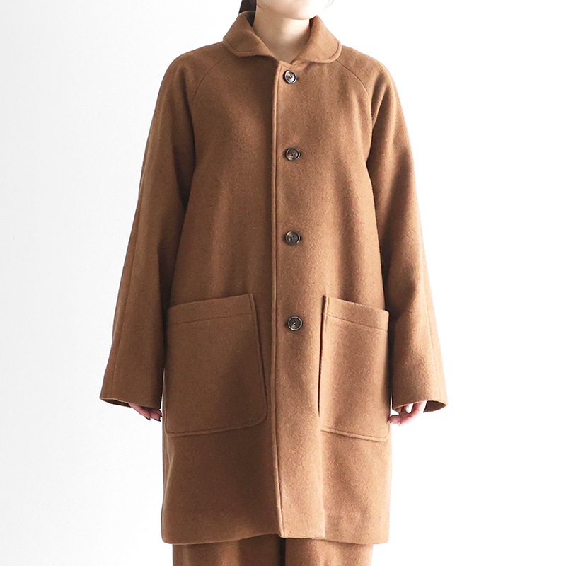 【未使用級】オローネ 6つボタンのバルーンコート　ウール　日本製　ブラウン UNITED ARROWS & SONS＞ COL/NEP TWEED BAL COAT/バルマカーンコート