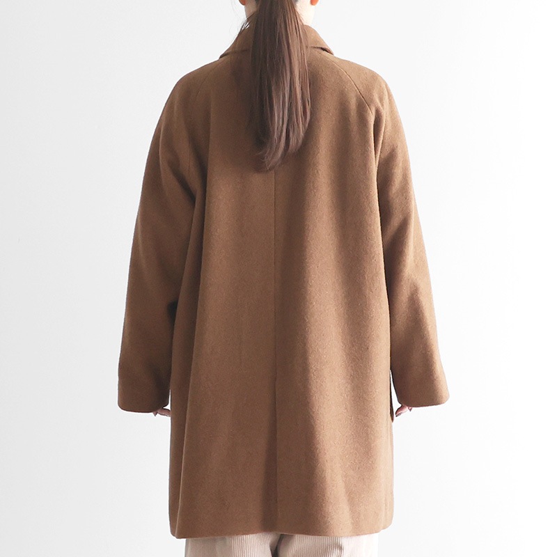 HUIS｜×尾州 縮絨ウールフランネルミドルコート ブラウン【ユニ