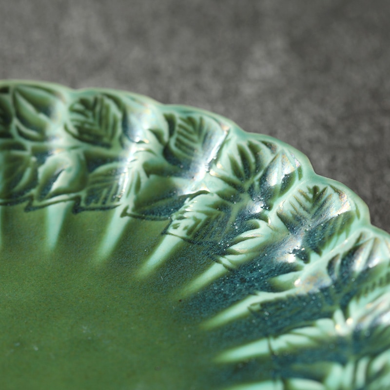 岳中爽果｜輪花型皿 中 葉 彫絵 織部 | 趣佳[syuca.jp] オンライン