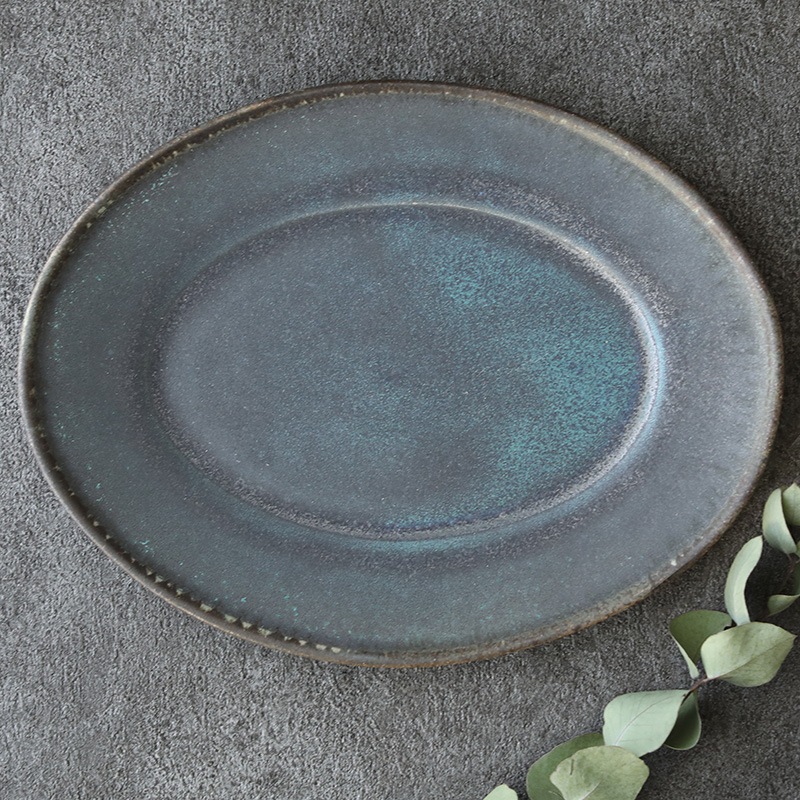 うつわうたたね｜丸みを帯びたオーバル皿 青銅 | 趣佳[syuca.jp