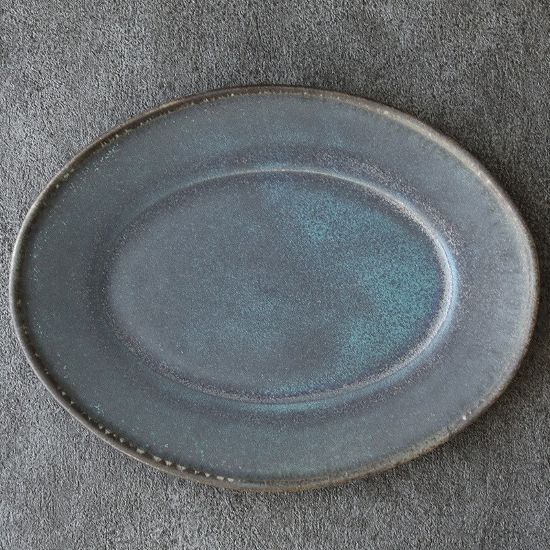 うつわうたたね｜丸みを帯びたオーバル皿 青銅 | 趣佳[syuca.jp