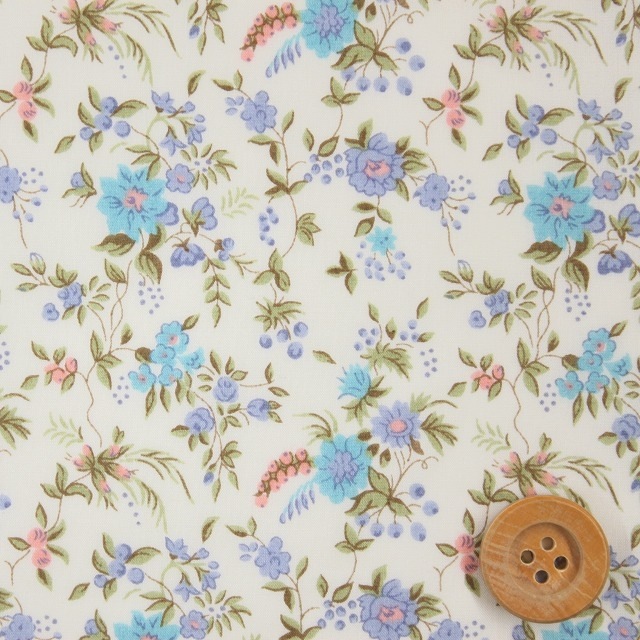 【サンドウ限定復刻色】リバティプリント タナローン5（Floribunda フロリバンダ）ベージュ＆ライトブルー【3637073・ZE】