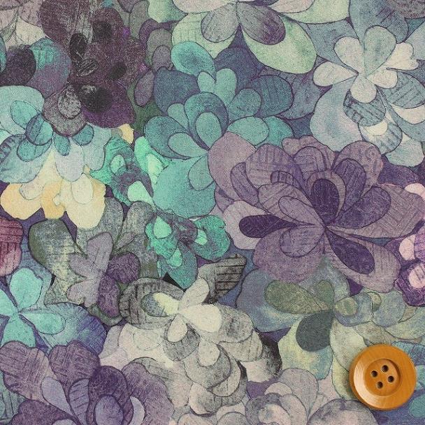 【サンドウ限定復刻色】リバティ・ファブリックス タナローン（Emerald Bay エメラルド・ベイ）ブルー＆パープル【15-3635258・15C】