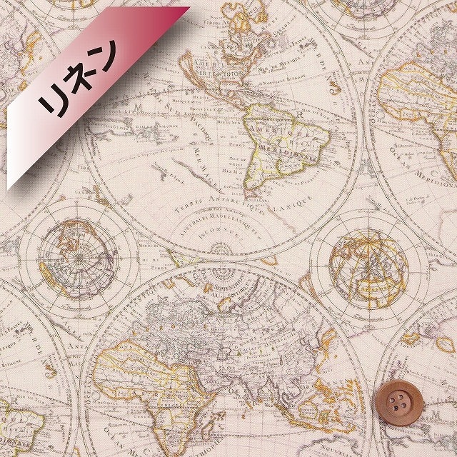 リバティプリント【フランダースリネン】（Around The World アラウンド・ザ・ワールド）ベージュ【23-2343121・SD23C】