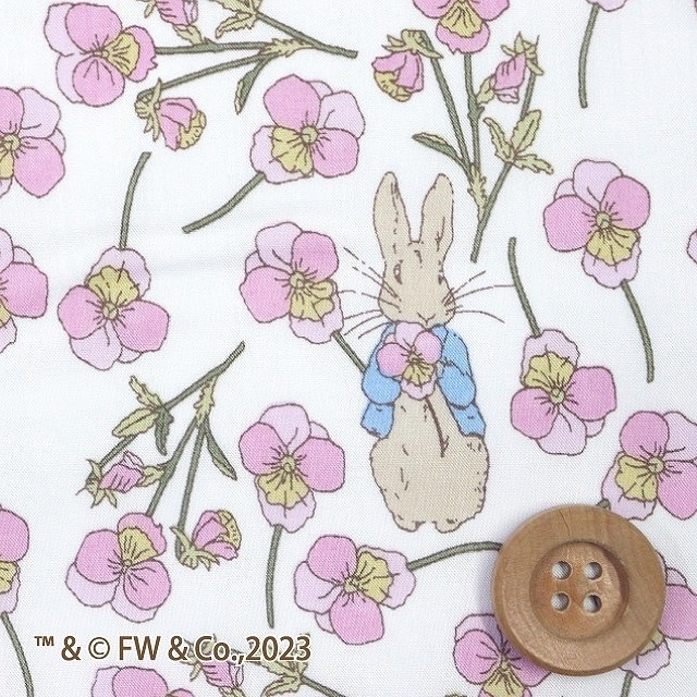 ピーターラビット（TM）× リバティプリント タナローン（Ros Rabbit ロス・ラビットライト）ライトピンク＆イエロー【DC32844・J23A】