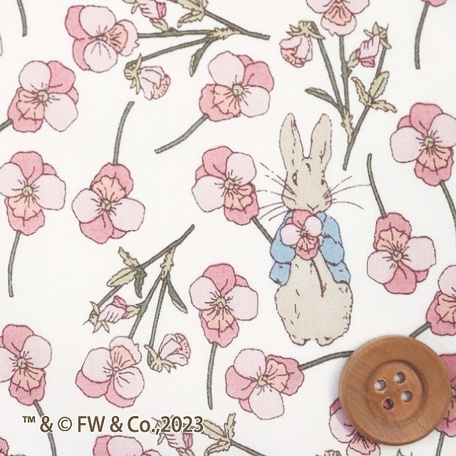ピーターラビット（TM）× リバティプリント タナローン（Ros Rabbit ロス・ラビット）コーラルピンク【DC32844・J23D】