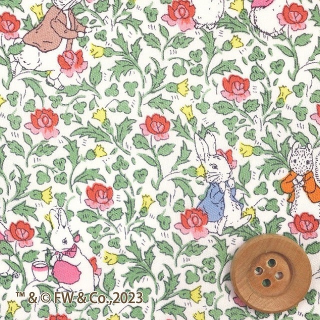 ピーターラビット（TM）× リバティプリント タナローン（Rose&Thistle Peter ローズ＆シスル・ピーター）グリーン＆レッド【DC32967・J23A】