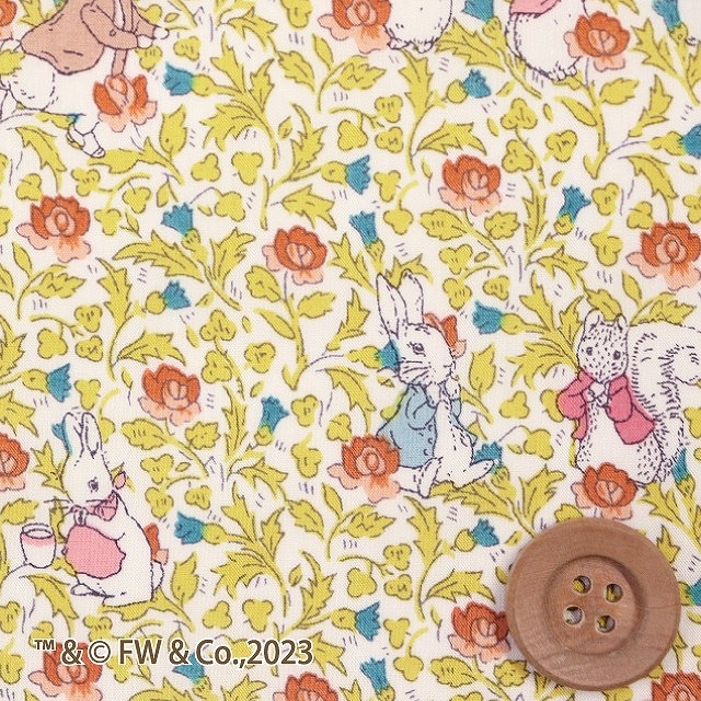 ピーターラビット（TM）× リバティプリント タナローン（Rose&Thistle Peter ローズ＆シスル・ピーター）イエロー＆オレンジ【DC32967・J23C】