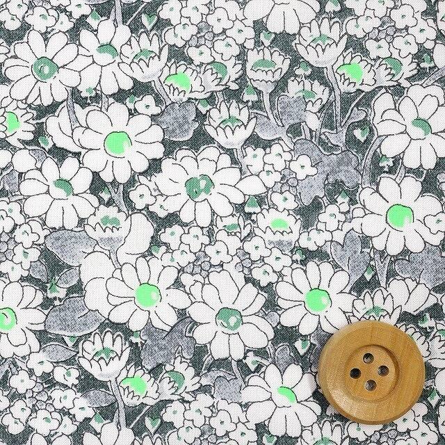 リバティプリント タナローン（Alice Neon アリス・ネオン）グレー/グリーンネオン【DC32677・J23E】