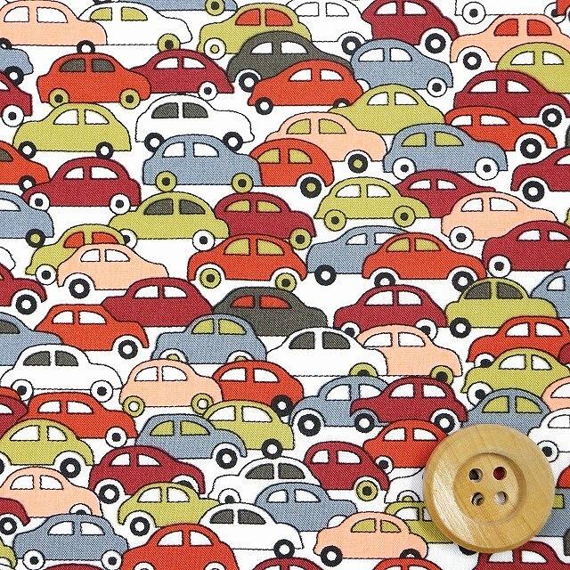 リバティプリント タナローン（Cars Neon カーズ・ネオン）ブラウン＆レッド/オレンジネオン【DC32678・J23B】