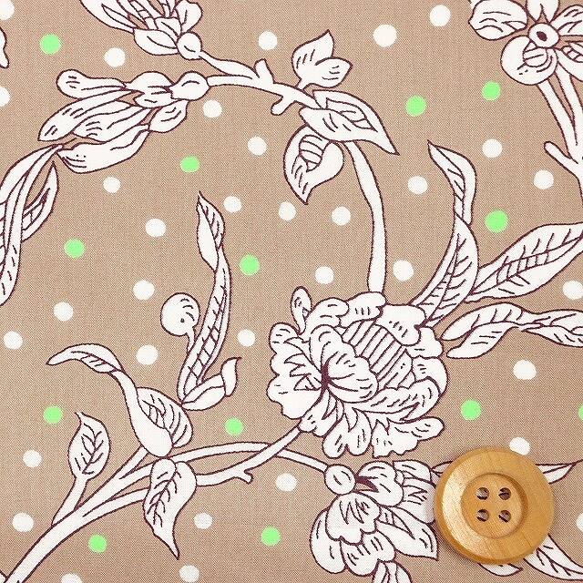 リバティプリント タナローン（Malory Neon マロリー・ネオン）ベージュ/グリーンネオン【DC32679・J23D】