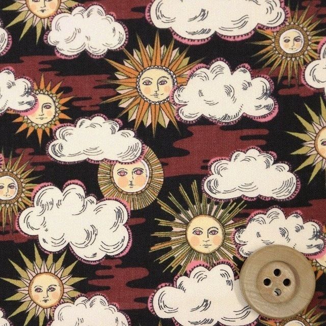 リバティプリント タナローン（FOLLOW THE SUN フォロー・ザ・サン）ブラウン＆ブラック【23-3633101・23CT】