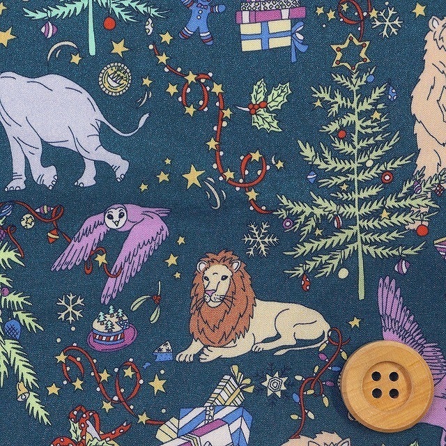 リバティ・ファブリックス タナローン（Liberty Christmas リバティ・クリスマス）ブルーグリーン（2022年）【DC29895・J22A】