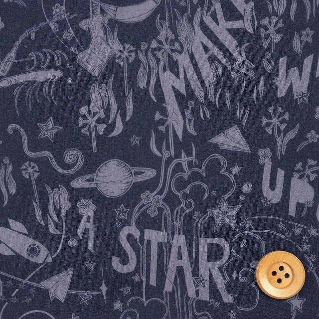 リバティプリント タナローン（Star Wishes スター・ウィッシィーズ）ブルー＆ダークネイビー【363J6441・D】