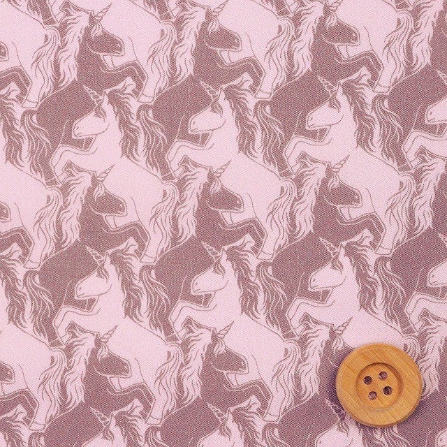 リバティプリント タナローン（Unicorn Puzzle ユニコーン・パズル）ライトブラウン＆ピンク【363J6444・B】