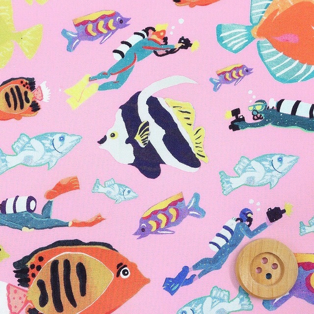 リバティプリント タナローン（With The Fishes ウィズ・ザ・フィッシィーズ）ピンク【22-5842105・SW22B】