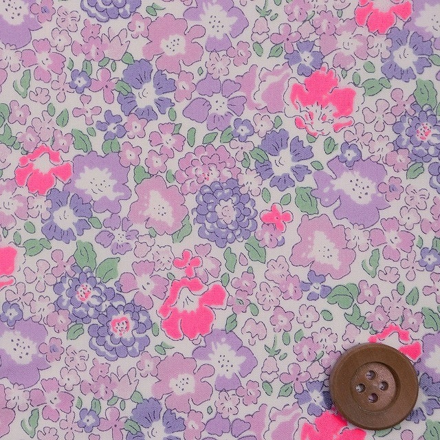リバティプリント タナローン（Michelle ミシェル）ピンク＆パープル（ネオンカラー）【3636017N・J22A】