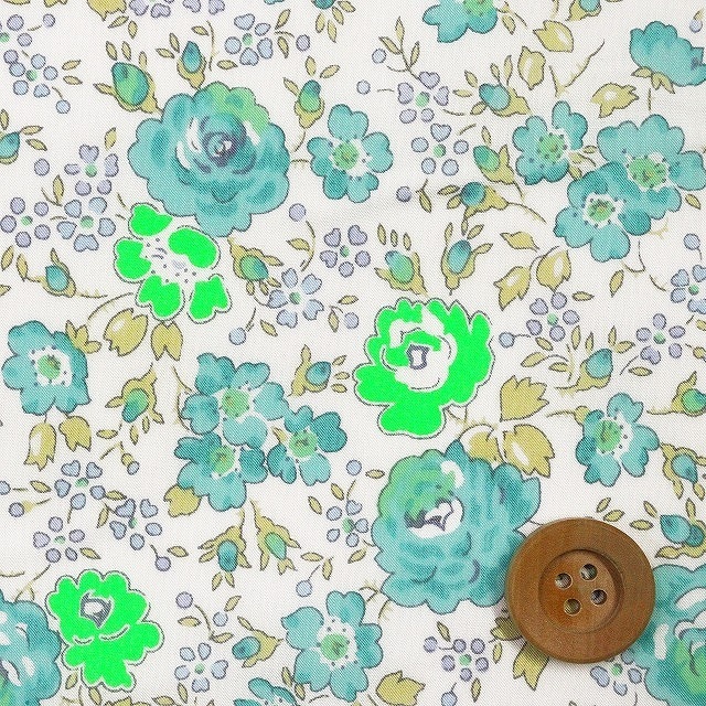リバティプリント タナローン（Felicite フェリシテ）グリーン（ネオンカラー）【97-3637113N・J22D】