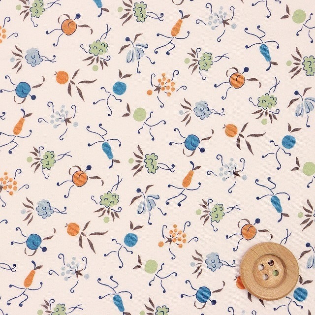 リバティプリント タナローン（Josephine's Melody ジョセフィーンズ・メロディ）オレンジ＆グリーン【22-1222110・P22A】