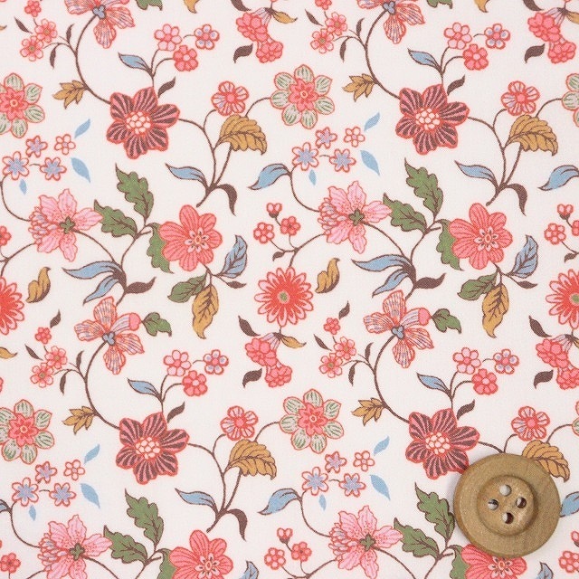 リバティプリント タナローン（Katherine Court キャサリン・コート）ピンクオレンジ【22-3632102・22CT】