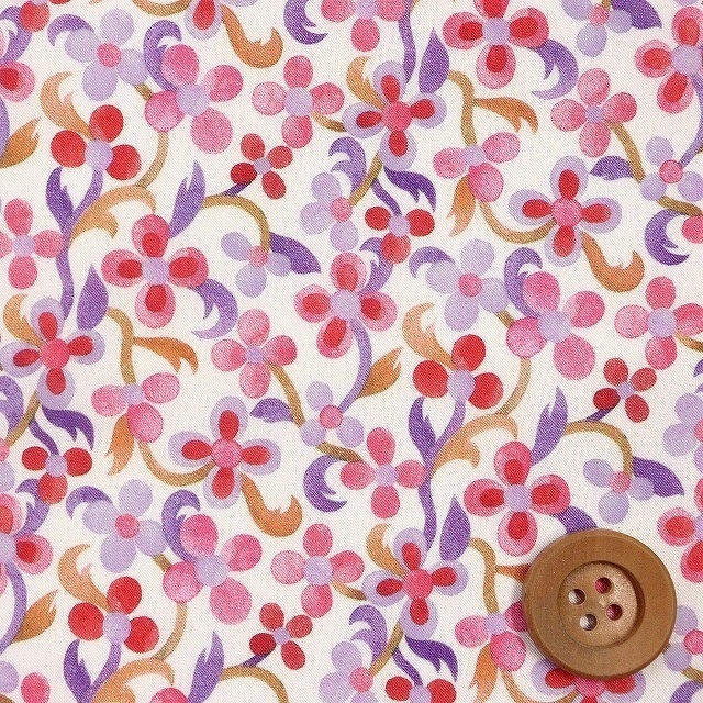 リバティプリント タナローン（Violetta ヴィオレッタ）レッド＆パープル【22-3632147・22CT】