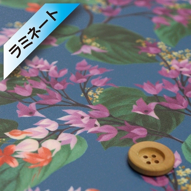 リバティプリント タナローン【ラミネート加工】（Osterley オスタリー）ディープブルー地【21-3631222・21AT】