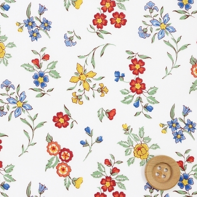 【セール対象商品】リバティプリント タナローン（Edith Rose イーディス・ローズ）レッド＆イエロー【21-3631246・21AT】