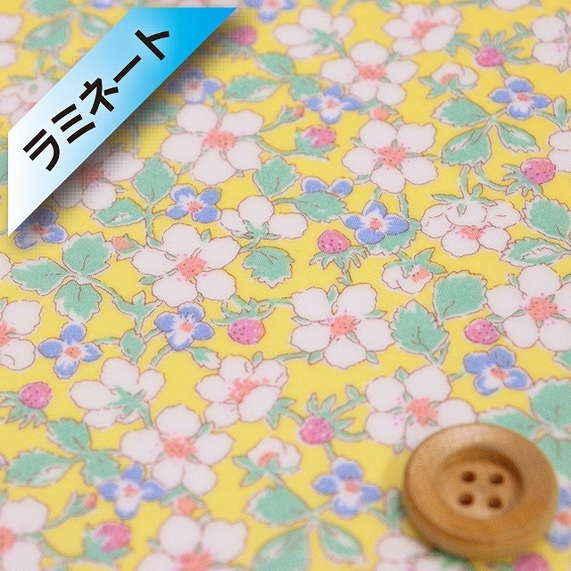リバティプリント タナローン【ラミネート加工】（Paysanne Blossom ペイザンヌ・ブロッサム）イエロー【24-3634121・24CU】
