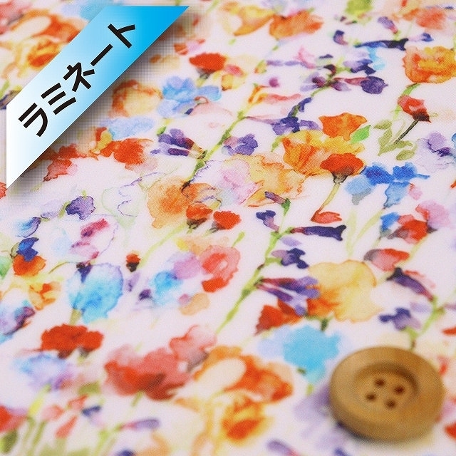 【セール対象商品】リバティプリント タナローン【ラミネート加工】(Inky Fields インキー・フィールズ)レッド【24-3634149・24AU】