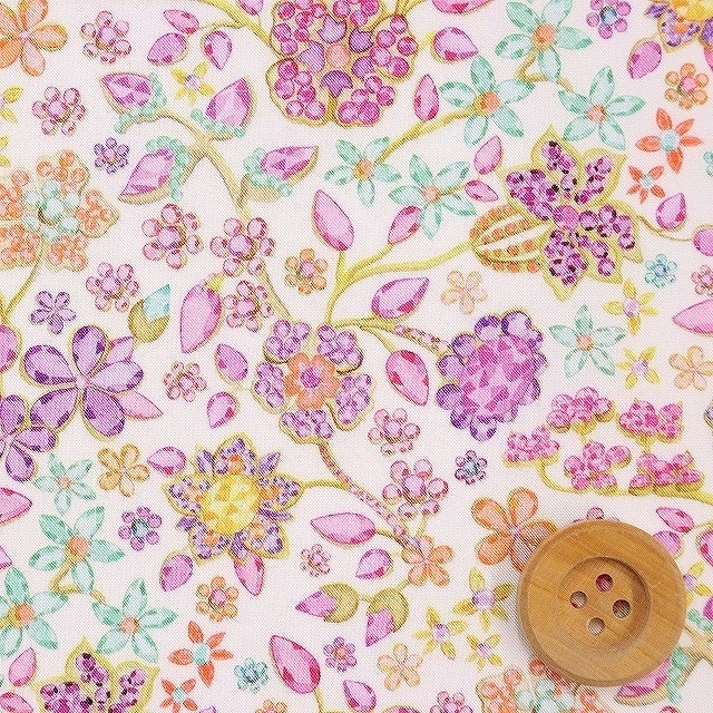 専用　LIBERTY ️フィオナ ドゥヴォー    イタリア製タナローン生地 生地 LIBERTY FABRICS リバティ・ファブリックス タナローン 2024SS THE LIBERTY KALEIDOSCOPE Fiona  Devaux フィオナ・ドゥヴォー（24-3634134） 24AU.ピンク 09Ac03j