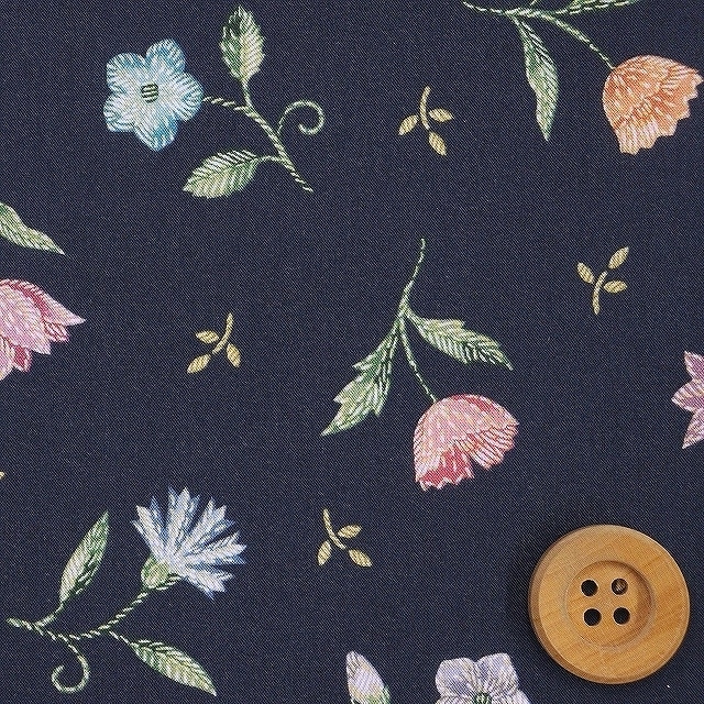 【セール対象商品】リバティプリント タナローン(Royal Threads ロイヤル・スレッズ)ネイビー地【24-3634146・24AU】