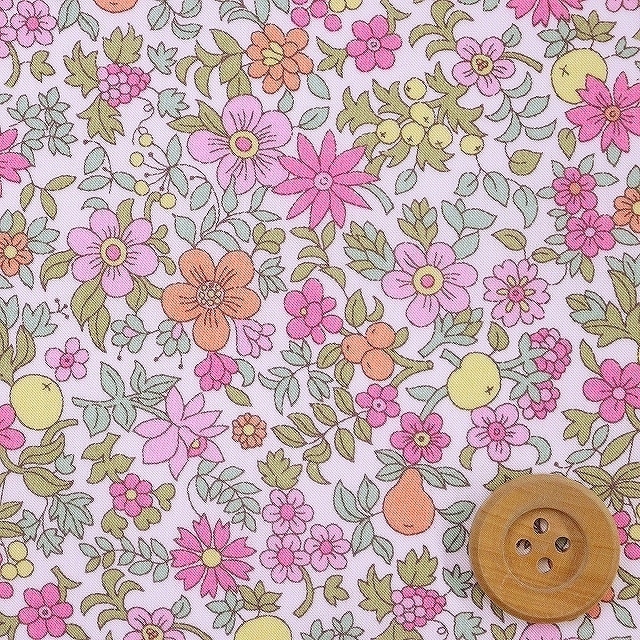 リバティプリント タナローン（Fruit Punch フルーツ・ポンチ）ピンク【24-3634194・24AU】