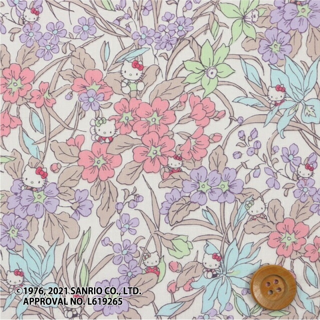【サンドウオリジナルカラー】ハローキティ×リバティ・ファブリックス タナローン（Floral Harvest フローラル・ハーベスト）パステル【DC29968・J21A】
