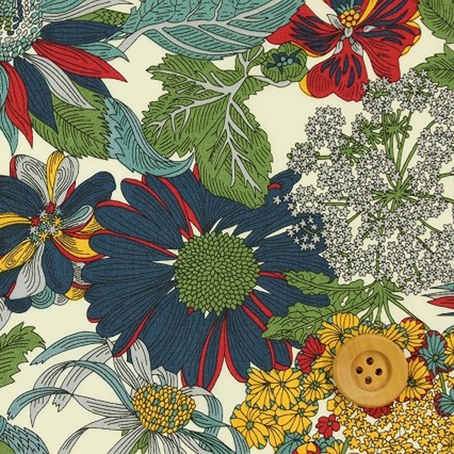 リバティプリント タナローン（Angelica Garla アンジェリカ・ガーラ）ネイビー＆レッド【3631034・AE】