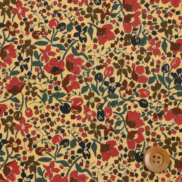 リバティプリント タナローン（Coward カワード）ブラウンピンク/ベージュ地【08-3638277・CE】