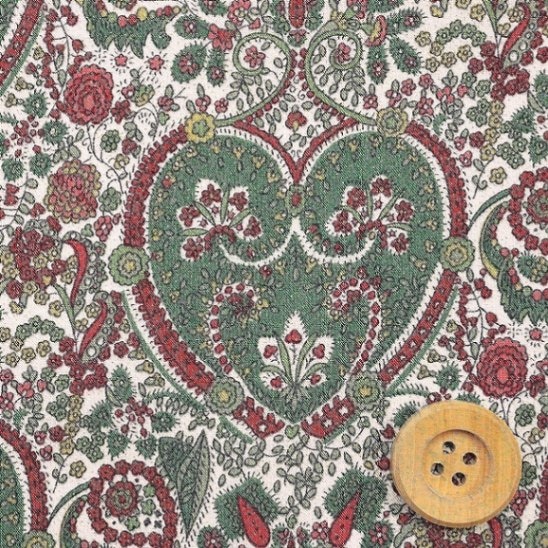 リバティプリント タナローン（Kitty Grace キティ・グレース）グリーン/ラメ【3631030G・J23D】