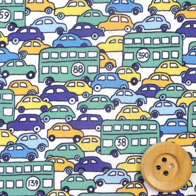 リバティプリント タナローン（Hop on Hop off ホップ・オン・ホップ・オフ）グリーン＆ブルー【3636846・CU】