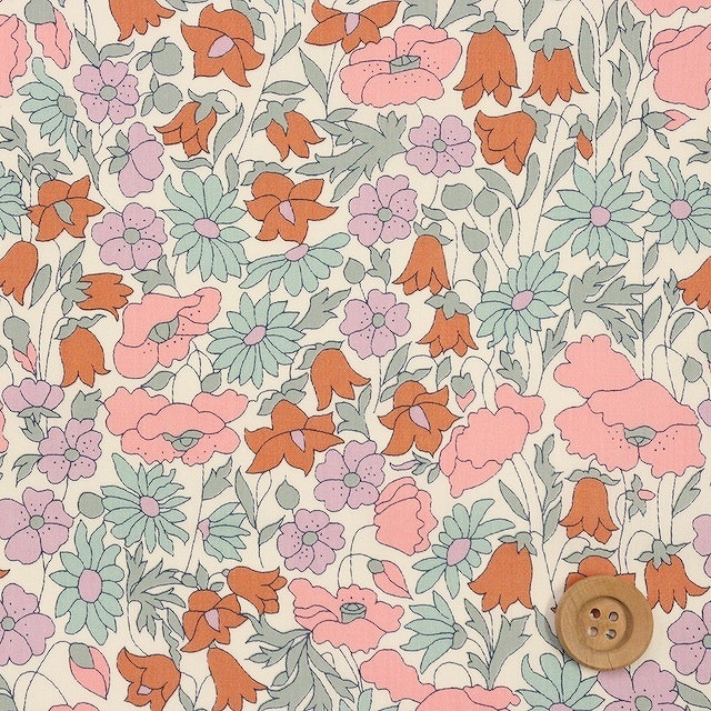 リバティプリント タナローン（Poppy & Daisy ポピー＆デイジー）ピンク＆パープル/ペール【02-3632104L127・83GT】