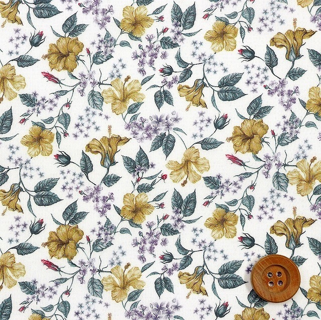 リバティプリント タナローン（Ocean Isle オーシャン・アイル）ダークイエロー【21-1221115・P21A】