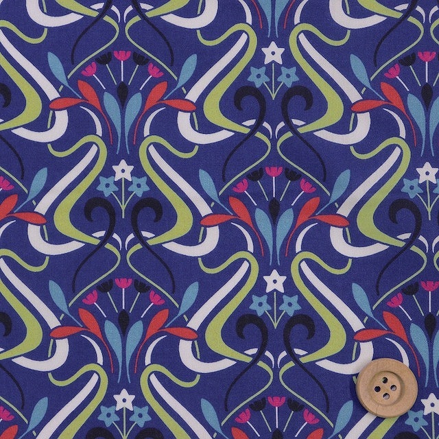 リバティプリント タナローン（Lyra ライラ）ブルー＆グリーン【DC31075・J21C】