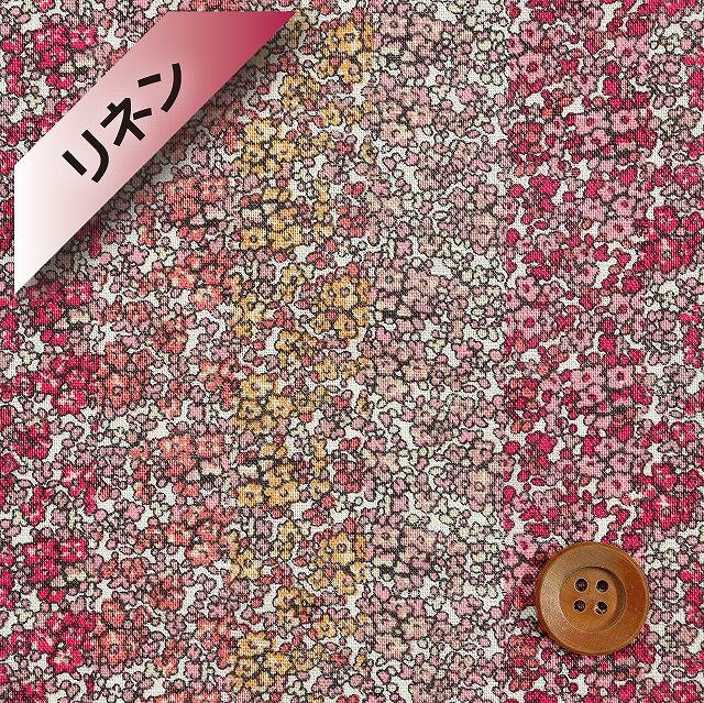 リバティプリント【フランダースリネン】（Douglas Stripe ダグラス・ストライプ）ピンク＆オレンジ【11-3631184・11B】