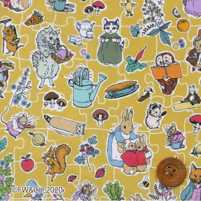 ピーターラビット（TM）× リバティ・ファブリックス タナローン（Hill Top Adventures ヒルトップ・アドベンチャーズ）ダークイエロー【DC30740・J20C】
