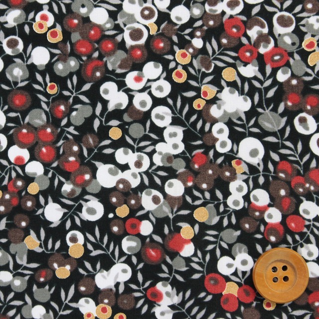 リバティプリント タナローン（Wiltshire Sparkle ウィルトシャー・スパークル）グレー（ブラック地）【3339009G・J20H】