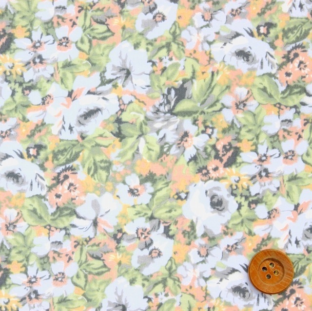 リバティプリント タナローン（Giverny Rose ジヴェルニー・ローズ）ライトブルー＆イエロー【DC31020・J20D】