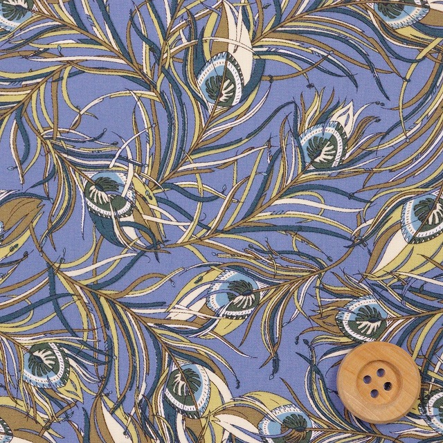 リバティプリント タナローン（Feather Breeze フェザー・ブリーズ）スモーキーブルー【DC31025・J20A】