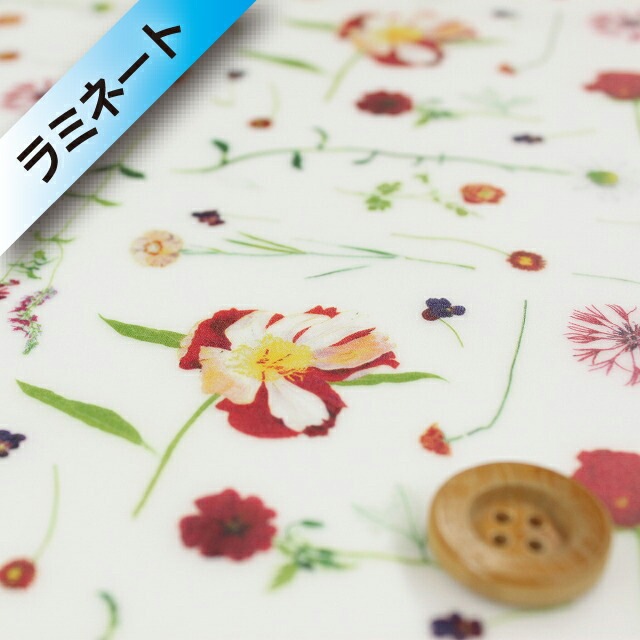 リバティ・ファブリックス タナローン【ラミネート加工】（Marta マルタ）レッド【18-3638140・18BT】